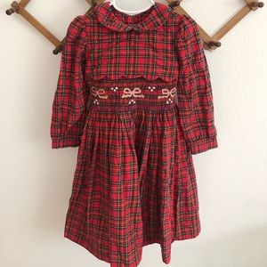 Vintage plaid Christmas smocked girl’s dress